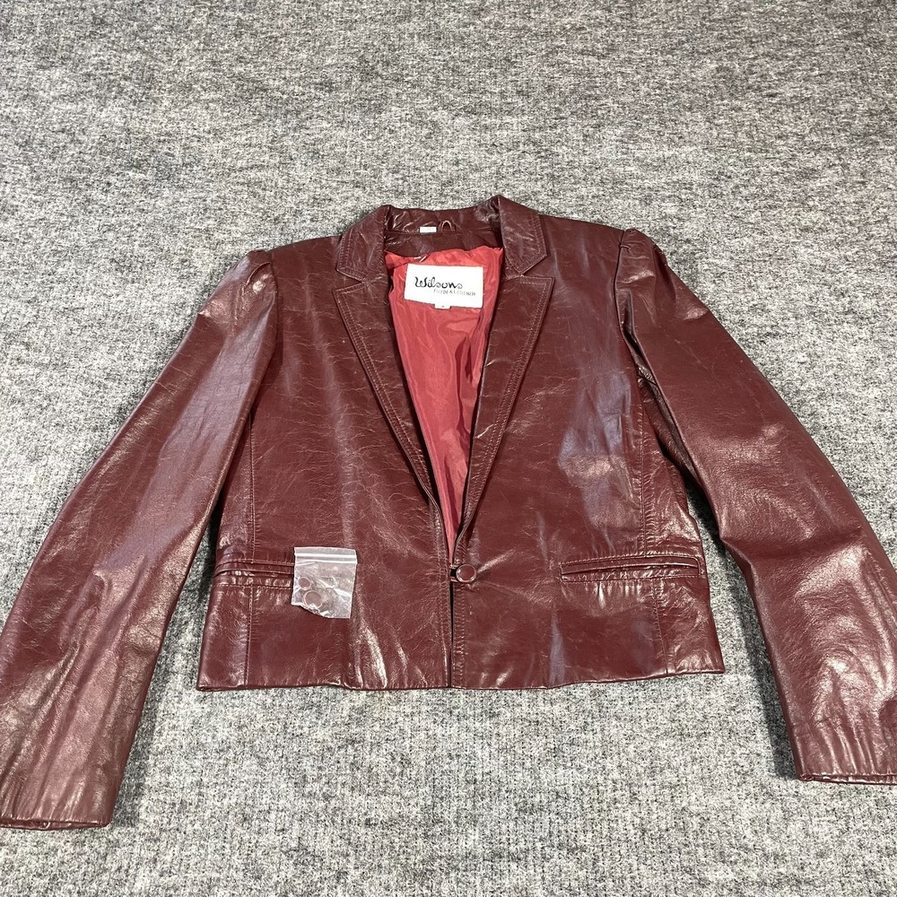 VTG Wilsons Suede & Leather Jacket Womens 12 Red Slim Blazer Coat Retro 80s City